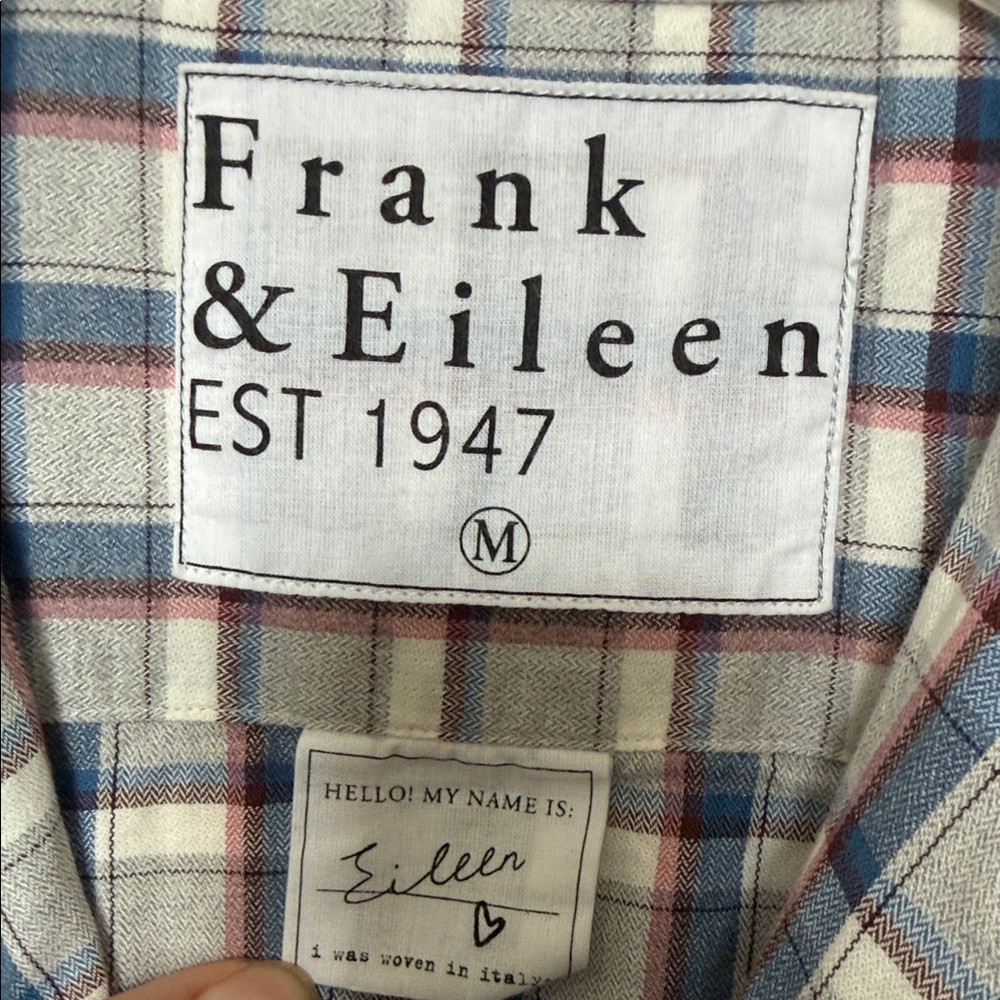 Frank & Eileen Navy and Cream Plaid Long Sleeve Top - Picture 3 of 4